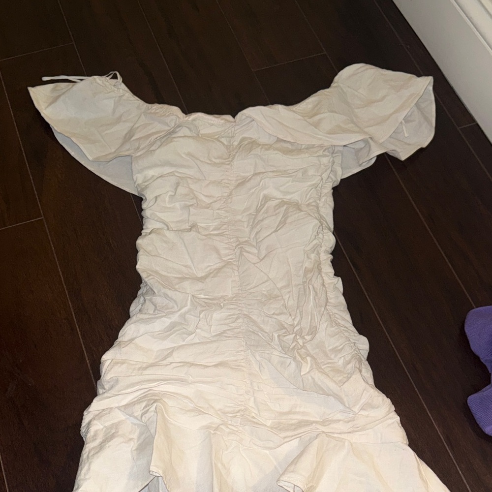 Off-Shoulder Ruffled White Dress